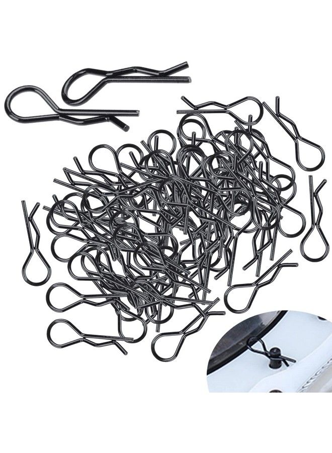 Hobbypark (100 Pack) Rc Body Clips Bent R Pins Post Mount For 1/12 1/10 Scale Rc Car Truck Crawler Buggy Shell Replacement Parts Black - Image 1