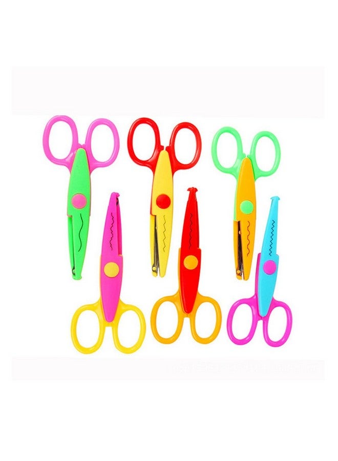 JIALEEY Plastic Kids Design Safety Art Scissors Creative Crafts Scissors Paper Scrapbooking Decorative Wave Lace Edge Cutters Set 6 Pcs - Image 1