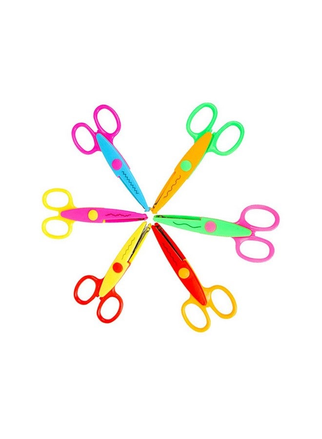 JIALEEY Plastic Kids Design Safety Art Scissors Creative Crafts Scissors Paper Scrapbooking Decorative Wave Lace Edge Cutters Set 6 Pcs - Image 2
