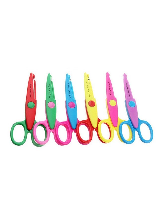 JIALEEY Plastic Kids Design Safety Art Scissors Creative Crafts Scissors Paper Scrapbooking Decorative Wave Lace Edge Cutters Set 6 Pcs - Image 3