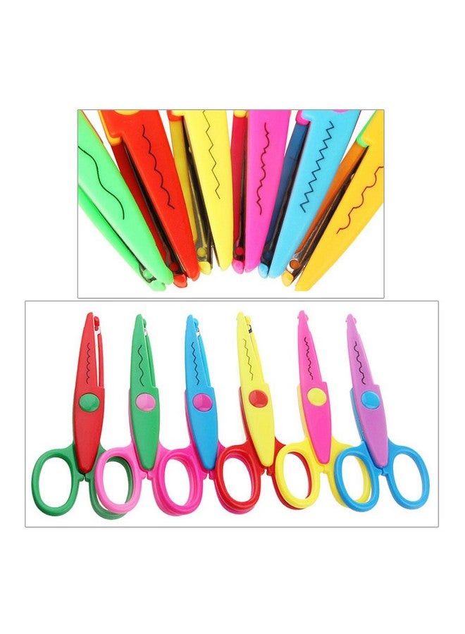 JIALEEY Plastic Kids Design Safety Art Scissors Creative Crafts Scissors Paper Scrapbooking Decorative Wave Lace Edge Cutters Set 6 Pcs - Image 4