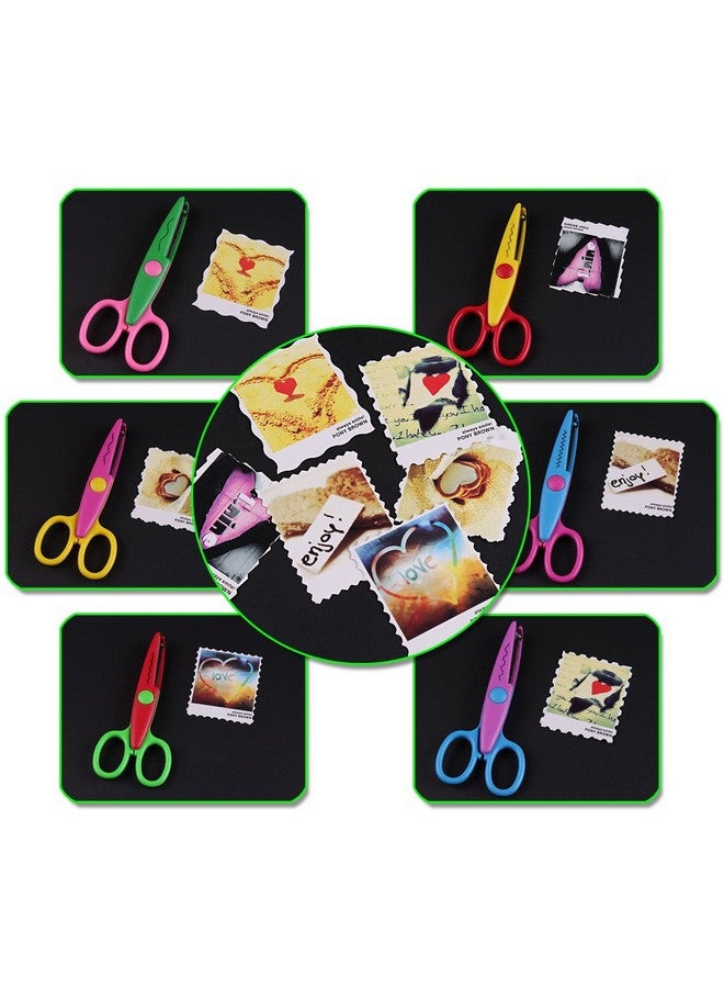 JIALEEY Plastic Kids Design Safety Art Scissors Creative Crafts Scissors Paper Scrapbooking Decorative Wave Lace Edge Cutters Set 6 Pcs - Image 5