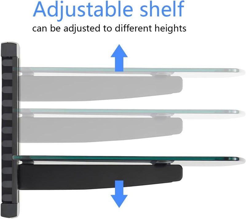 Suptek Single Floating Shelf Wall Bracket with Strengthened Tempered Glass for DVD Players/Cable Boxes/Games Consoles/TV Accessories 1 Shelf, Black, CS201 - Image 4