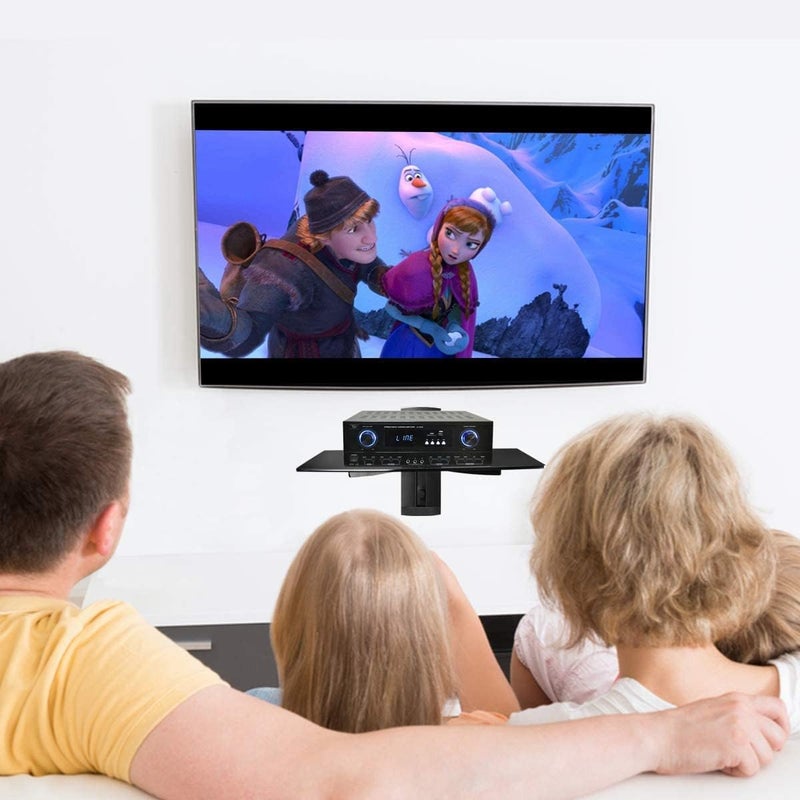 Suptek Single Floating Shelf Wall Bracket with Strengthened Tempered Glass for DVD Players/Cable Boxes/Games Consoles/TV Accessories 1 Shelf, Black, CS201 - Image 2