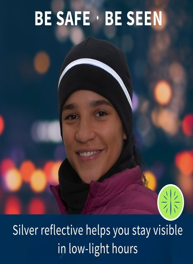 TrailHeads Ponytail Hat for Women - Fleece Winter Running Cap with Soft Foam Brim, Ripstop Front & Drop-Down Ear Warmers - Perfect for Outdoors Black - Image 2