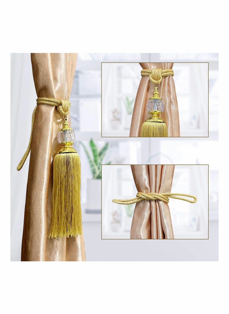Y&D - Curtain Tiebacks Tieback Tassel Gold Crystal Holdbacks Tie Back Hooks - Image 1
