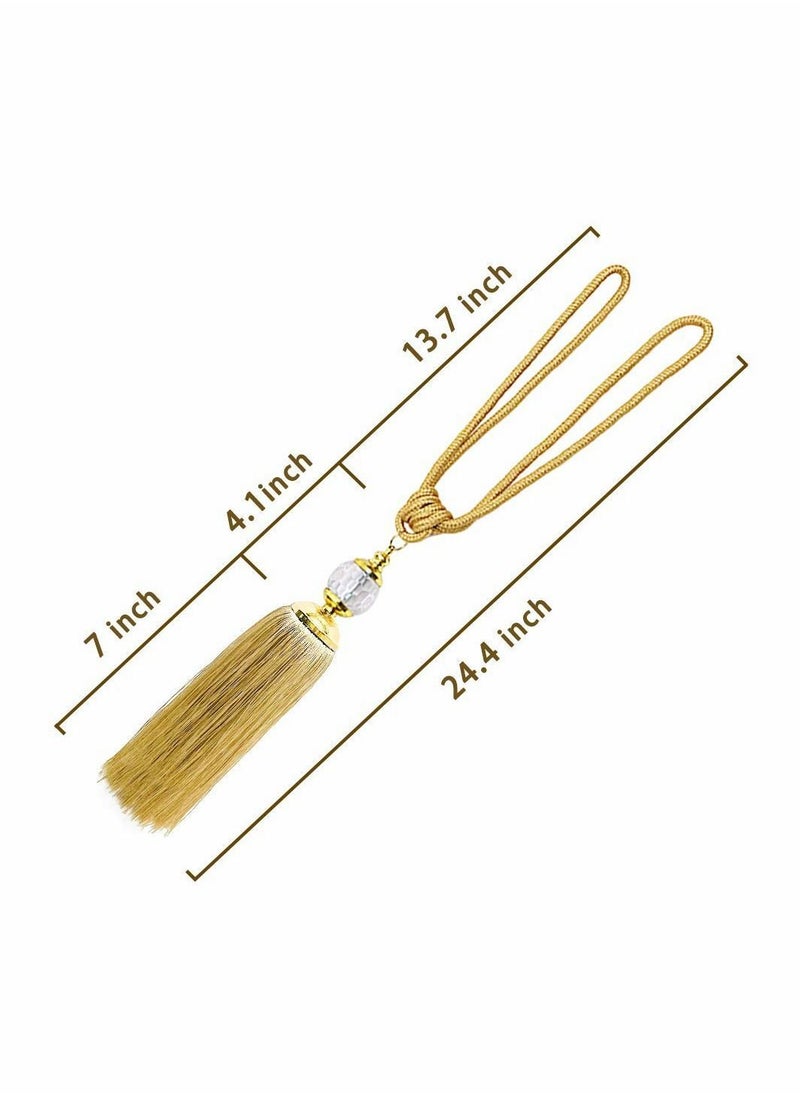 Y&D - Curtain Tiebacks Tieback Tassel Gold Crystal Holdbacks Tie Back Hooks - Image 1