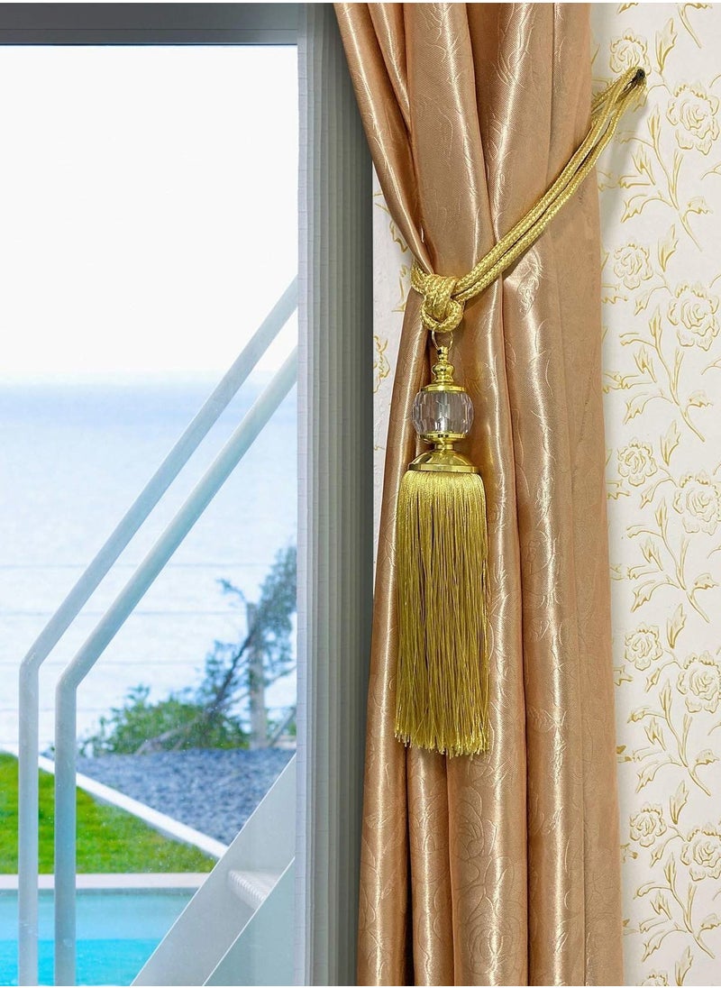 Y&D - Curtain Tiebacks Tieback Tassel Gold Crystal Holdbacks Tie Back Hooks - Image 1