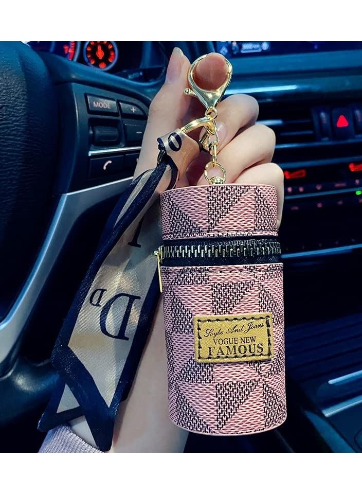 Excefore Lipstick Organizer for Women Girls, PU Leather Lip Gloss Holder with Keychains, Suitable for Car Keys Wallet Charms - Image 1