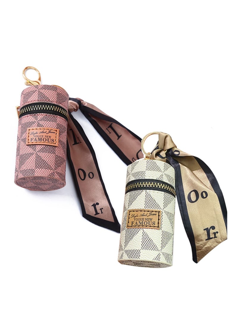 Excefore Lipstick Organizer for Women Girls, PU Leather Lip Gloss Holder with Keychains, Suitable for Car Keys Wallet Charms - Image 3