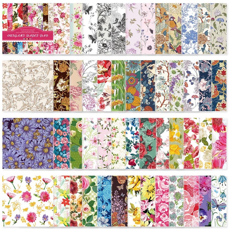Qianshan Origami Paper Kit 50 Sheets 70GSM 6 Inch Square Double Sided Color 50 Vivid Japanese Washi Chiyo Colors for Hand Crafts Origami Paper Arts Creativity.Rose - Image 1