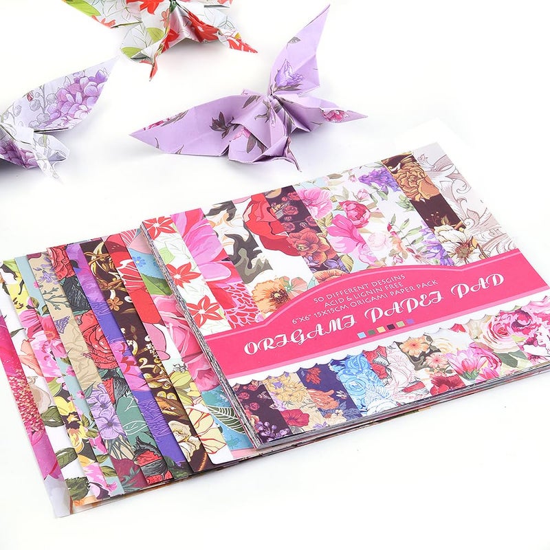 Qianshan Origami Paper Kit 50 Sheets 70GSM 6 Inch Square Double Sided Color 50 Vivid Japanese Washi Chiyo Colors for Hand Crafts Origami Paper Arts Creativity.Rose - Image 4