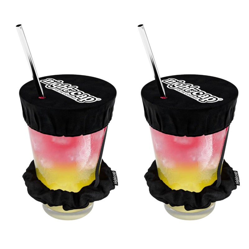 Nightcap The Original Drink Cover Scrunchie 2 Pack  As Seen On Shark Tank And TikTok  Reusable  Wear On Wrist Or In Hair Prevent Drink Spiking  Sanitary Pocket Keeps Cover Clean  Black