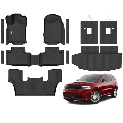 XEEQQMO Floor Mats & Trunk Mat for 2026 2016-2025 Dodge Durango 6 Seats with 3rd Row Backrest Mat All Weather TPE Protection 3 Rows Car Floor Liners Full Set with Cargo Liners - Image 1