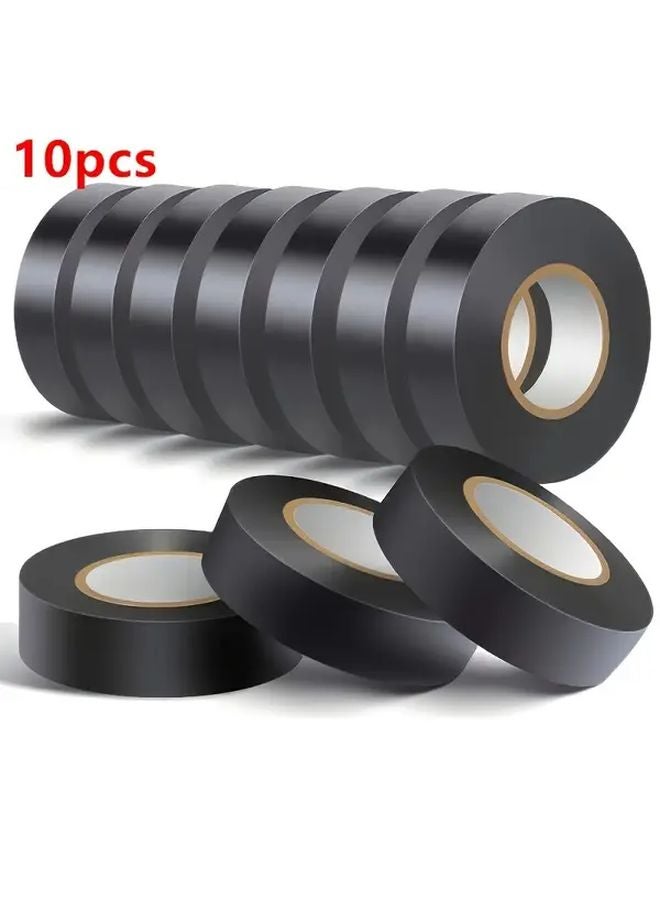 10pcs PVC Insulating Flame Retardant Electrical Tape High Temperature Resistant Black Strong Flexible Industrial - Image 1