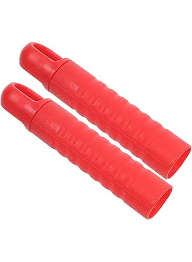 Anti Slip Mop Handle Replacement Caps 2 Pack Red 25mm Diameter Broom Holder - Image 1