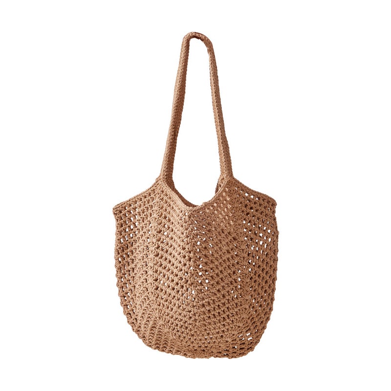 Hollow-out Hand-woven Linen Cotton Shoulder Bag, Large Capacity Casual Crossbody Bag - Image 1