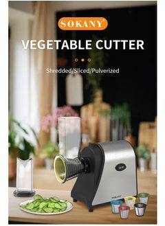 sokany Electric Cheese Grater, 1000W Electric Slicer Chopper, Multi Grater, Fruit Cutter, Vegetable Slicer, Shredder, Food Processor with 5 Blades Set SK-1178 Black  - Image 2