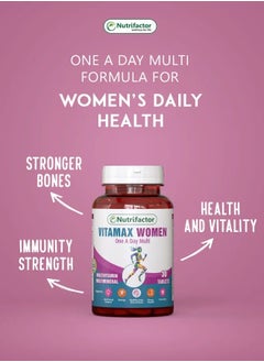 Nutrifactor Vitamax Women’s Multivitamin Tablets with Vitamins A, C, B12, D3, Calcium and Folic Acid, Metabolism Booster and Dietary Supplement for Immune Support and Bone Health - 30 Tablets  - Image 5