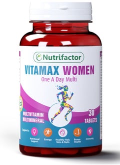 Vitamax Women’s Multivitamin Tablets with Vitamins A, C, B12, D3, Calcium and Folic Acid, Metabolism Booster and Dietary Supplement for Immune Support and Bone Health - 30 Tablets