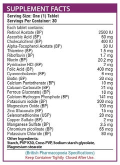 Nutrifactor Vitamax Women’s Multivitamin Tablets with Vitamins A, C, B12, D3, Calcium and Folic Acid, Metabolism Booster and Dietary Supplement for Immune Support and Bone Health - 30 Tablets  - Image 2