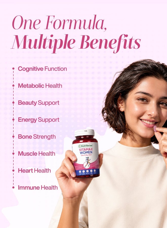 Nutrifactor Vitamax Women’s Multivitamin Tablets with Vitamins A, C, B12, D3, Calcium and Folic Acid, Metabolism Booster and Dietary Supplement for Immune Support and Bone Health - 30 Tablets - Image 4