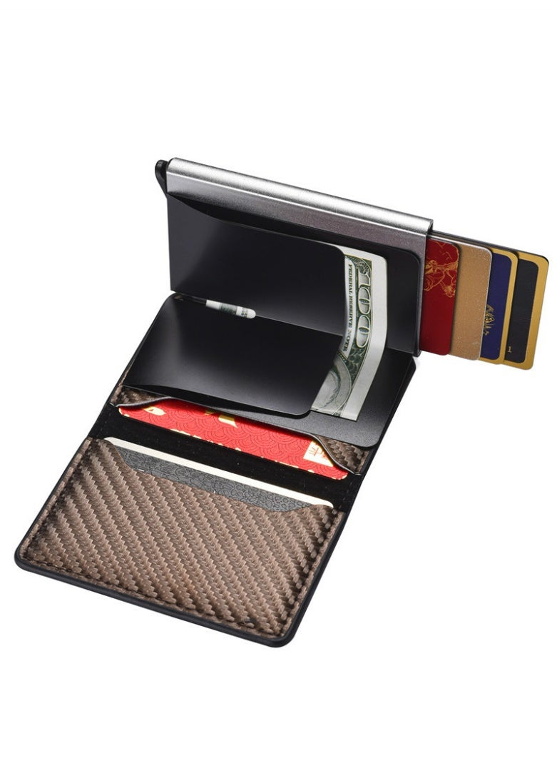 حياة المشي حامل بطاقات ائتمان، تصميم عصري جديد، ألياف كربونية فائقة النحافة، حماية RFID، حافظة بطاقات فائقة النحافة باللون البني - Image 5