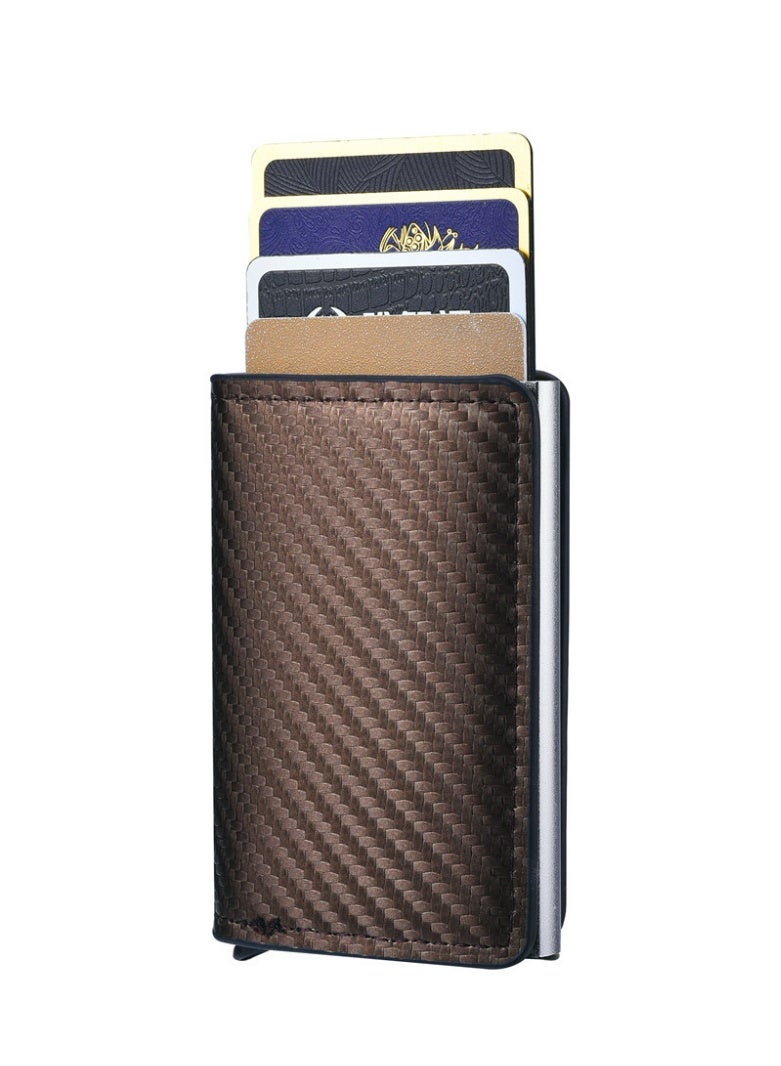 حياة المشي حامل بطاقات ائتمان، تصميم عصري جديد، ألياف كربونية فائقة النحافة، حماية RFID، حافظة بطاقات فائقة النحافة باللون البني - Image 1