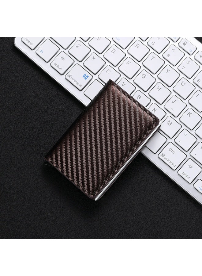 حياة المشي حامل بطاقات ائتمان، تصميم عصري جديد، ألياف كربونية فائقة النحافة، حماية RFID، حافظة بطاقات فائقة النحافة باللون البني - Image 3