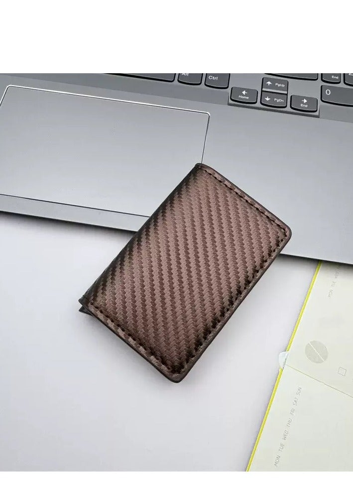 حياة المشي حامل بطاقات ائتمان، تصميم عصري جديد، ألياف كربونية فائقة النحافة، حماية RFID، حافظة بطاقات فائقة النحافة باللون البني - Image 2