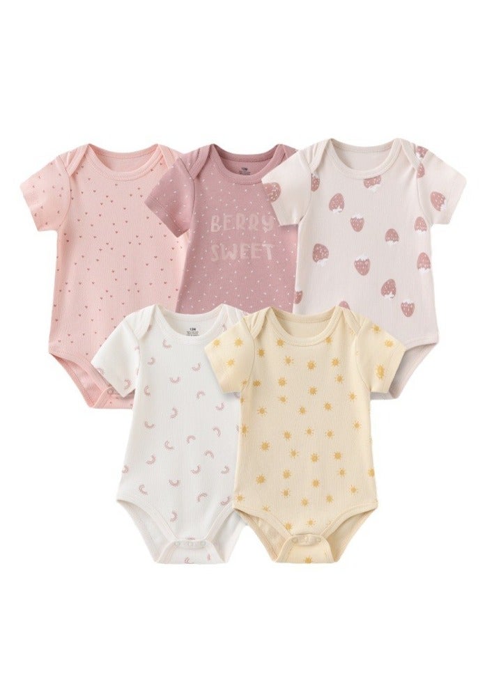 RedMapleTEK Baby Pure Cotton Jumpsuit Short-sleeved Crawling Suit Five-piece Set - Image 1