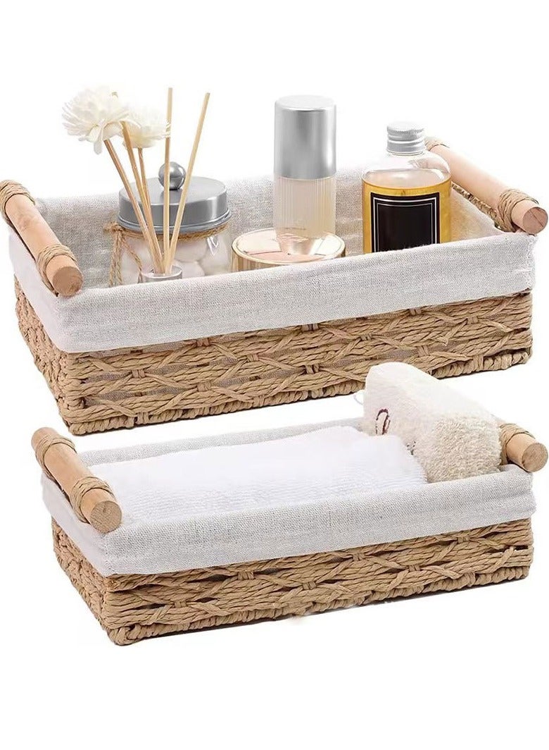 MIXDE Basket Boho Decor Basket for Organizing Countertop Woven Decor Basket Toilet Paper Basket Top Shelf Basket with Handle Bathroom Decor Bedroom Nursery Living Room Entry