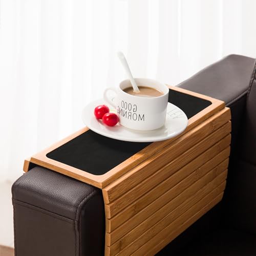 GEHE Couch Arm Tray Table, Flexible/Foldable Sofa Armrest Tray, Couch Armrest Table Cup Holder Great for Drinks Snacks Remote Control, Portable Side Table and Anti-Slip Bottom - Image 2