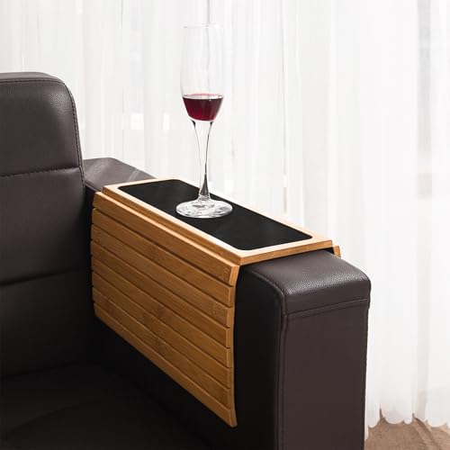 GEHE Couch Arm Tray Table, Flexible/Foldable Sofa Armrest Tray, Couch Armrest Table Cup Holder Great for Drinks Snacks Remote Control, Portable Side Table and Anti-Slip Bottom - Image 5