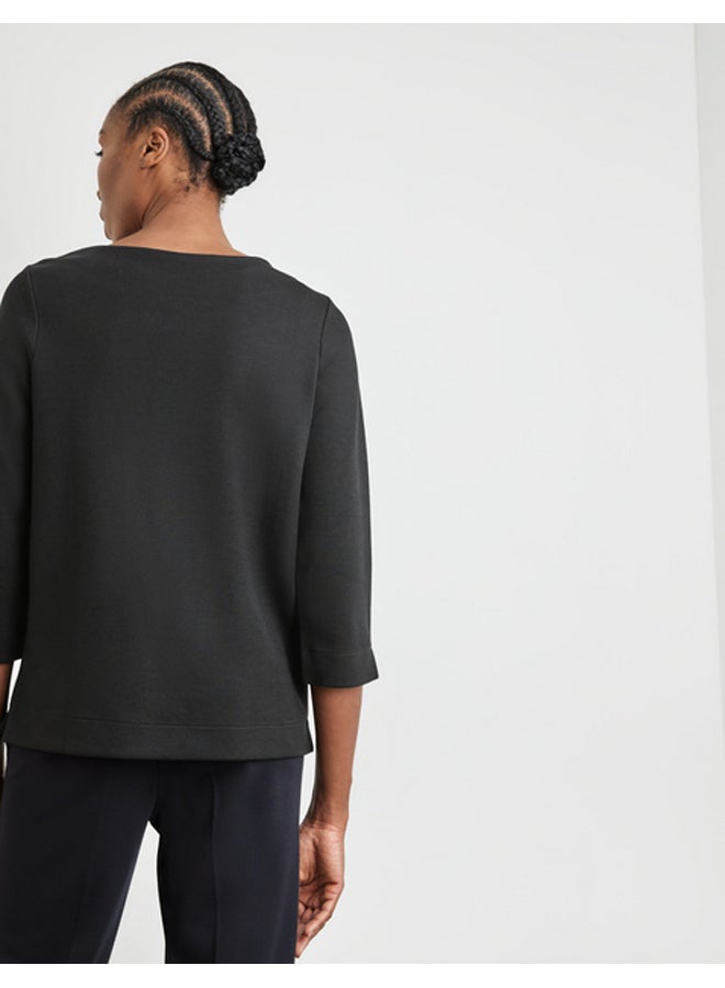 GERRY WEBER قميص بأكمام 3/4 مع زخارف نباتية مصنوعة من الترتر والأحجار الزخرفية  - Image 4