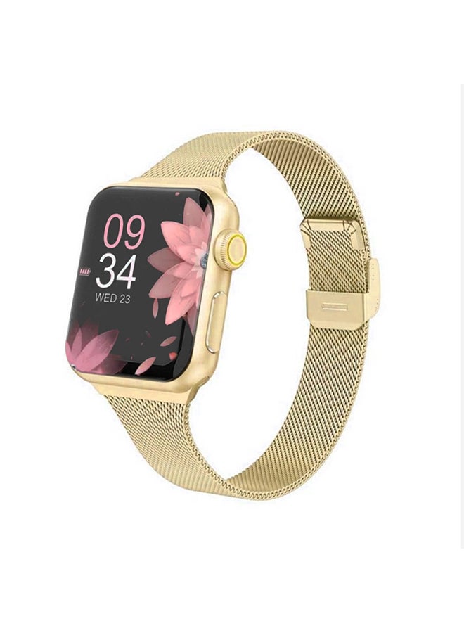 O Ozone Slim Milanese Straps For Apple Watch 38mm 40mm 41mm 42mm, Stainless Steel Replacement Band for iWatch Series 10 9 8 7 6 5 4 3 2 1 SE Women- Gold - Image 1