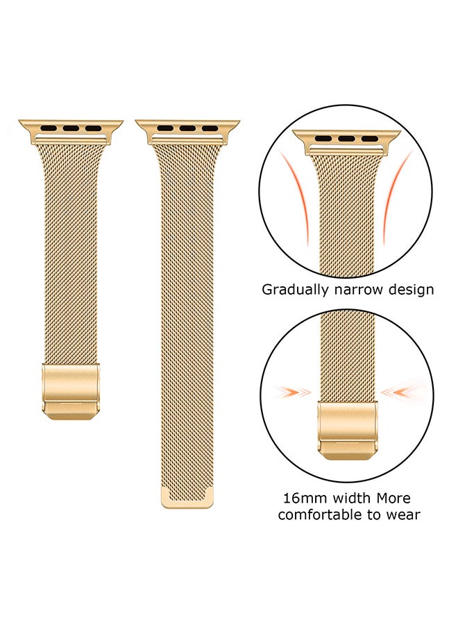 O Ozone Slim Milanese Straps For Apple Watch 38mm 40mm 41mm 42mm, Stainless Steel Replacement Band for iWatch Series 10 9 8 7 6 5 4 3 2 1 SE Women- Gold - Image 2