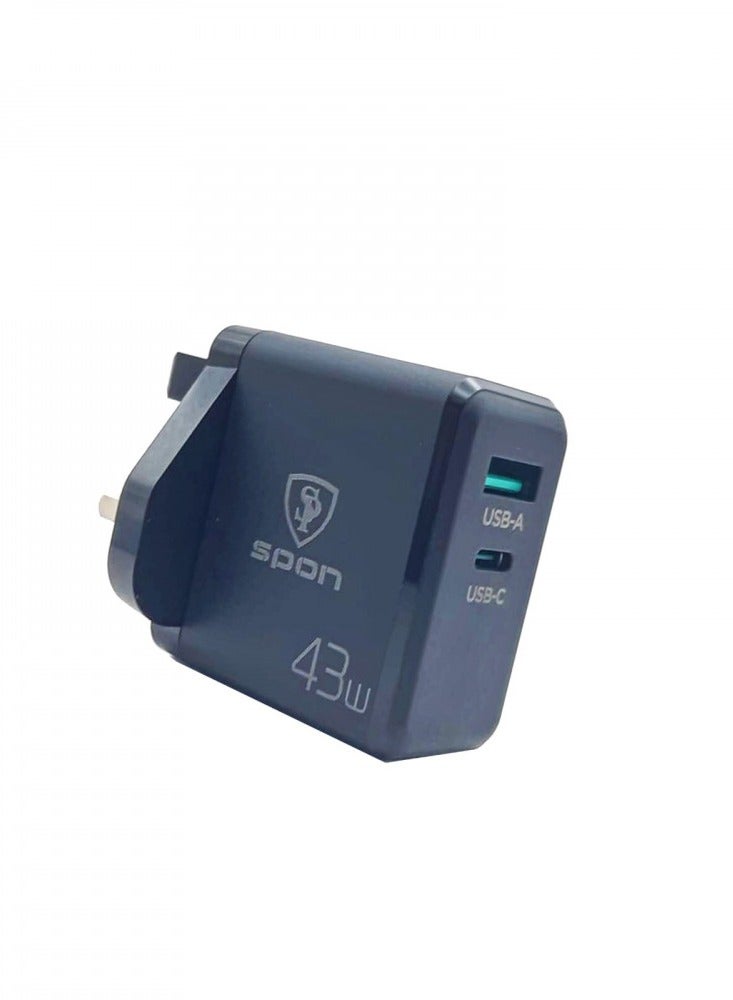 SPON 43W Dual USB & USB-C Fast Charger  - Image 1