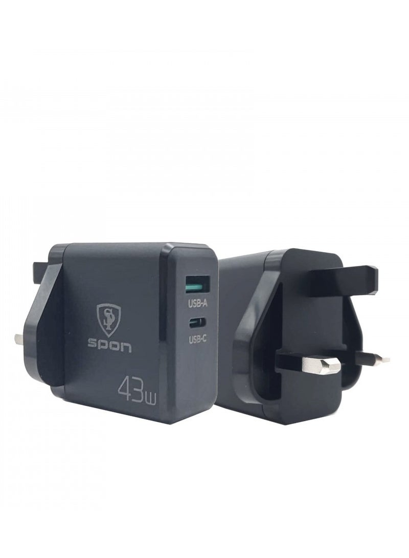 SPON 43W Dual USB & USB-C Fast Charger  - Image 2