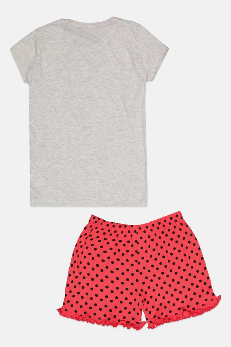 Peanuts Kids Girl 2 Pieces Graphic Print Top With Bottom Sleepwear Set, Multicolor - Image 2