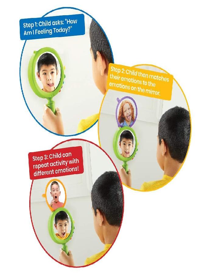 hand2mind hand2mind See My Feelings Mirror, Social Emotional Learning Activities, Play Therapy Toys, Autism Learning Materials, Kids Anxiety Relief, Anger Management Toys, Calm Down Corner Supplies (Set of 1) - Image 3