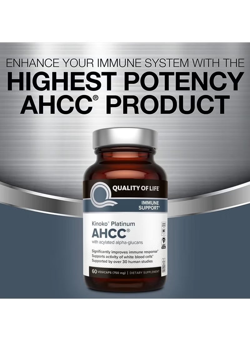 كوالتي أوف لايف كبسولات كينوكو بلاتينيوم AHCC من كواليتي أوف لايف – 60 كبسولة نباتية – تركيبة متقدمة لدعم المناعة – خلاصة فطر الميسيليوم الغنية بالألفا جلوكان – خالية من الغلوتين ومناسبة للنباتيين - Image 5