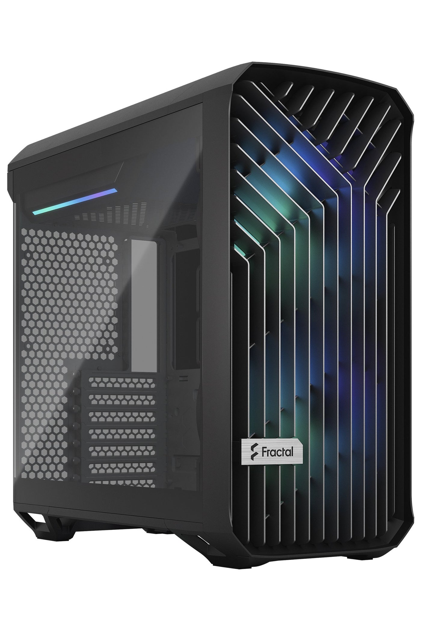 Torrent Compact Black RGB TG Light Tint Mid Tower Case, 2× 180mm ARGB PWM Fans, Tempered Glass Side Panel, High Airflow Front Panel, USB-C Front I/O, GPU Support Bracket, PSU Shroud, Black | FD-C-TOR1C-02