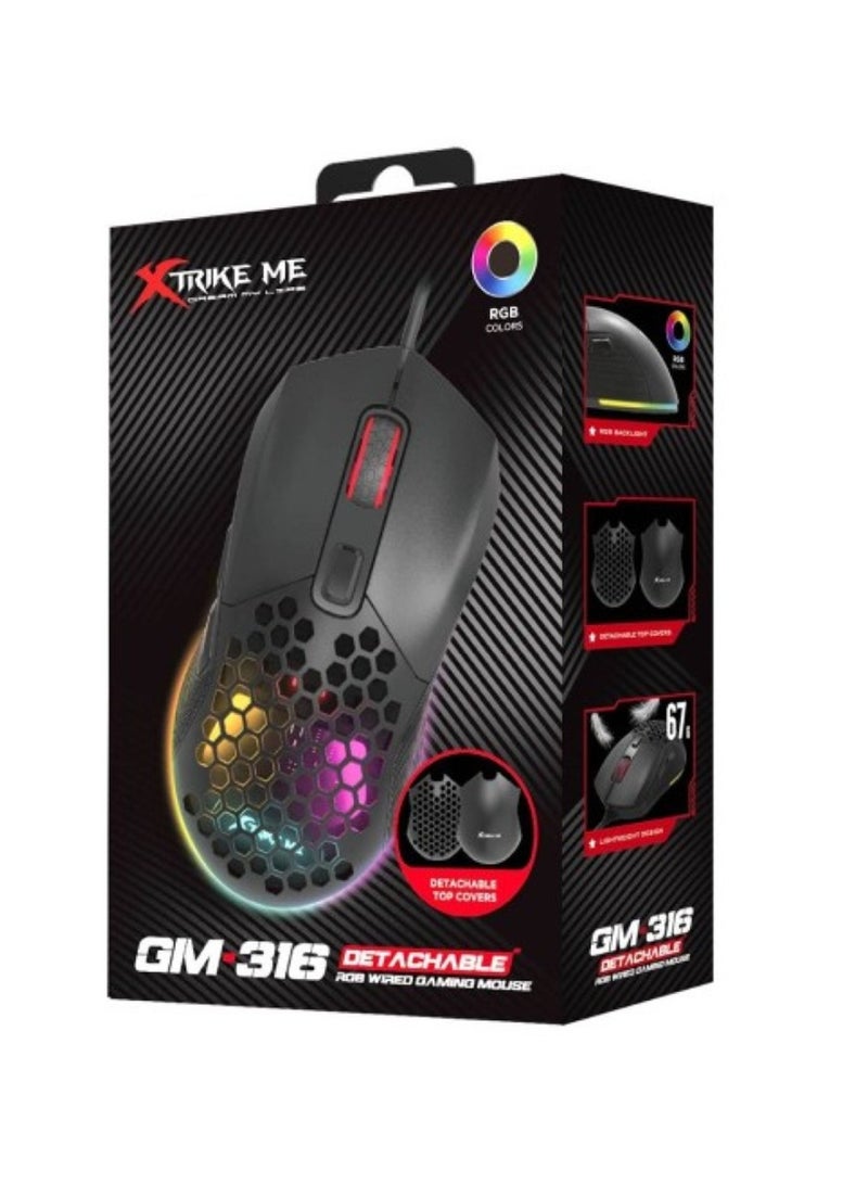 XTRIKE ME GM-316 Wired Gaming Mouse With Detachable Top Covers - Image 1