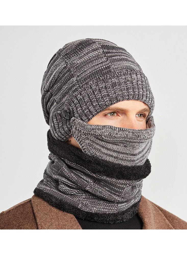 Loquat Winter Padded Set Cap Knitted Hat Scarf 2-Piece Set