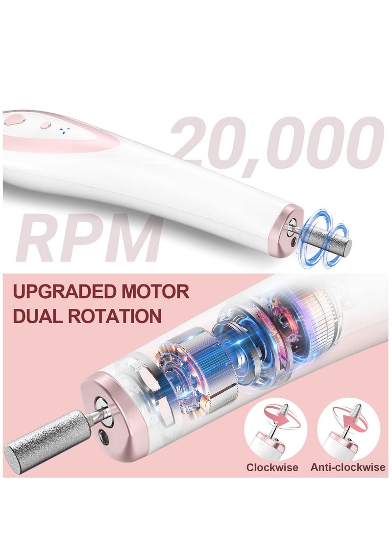 KASTWAVE Cordless Nail Drill, Professional Manicure Pedicure Kit, Electric Nail Filer Set, Rechargeable Portable Nail Care Kit with Bits Sanding Bands for Acrylic Nails, Polish Nails,Gel Nails and Home Salon - Image 3