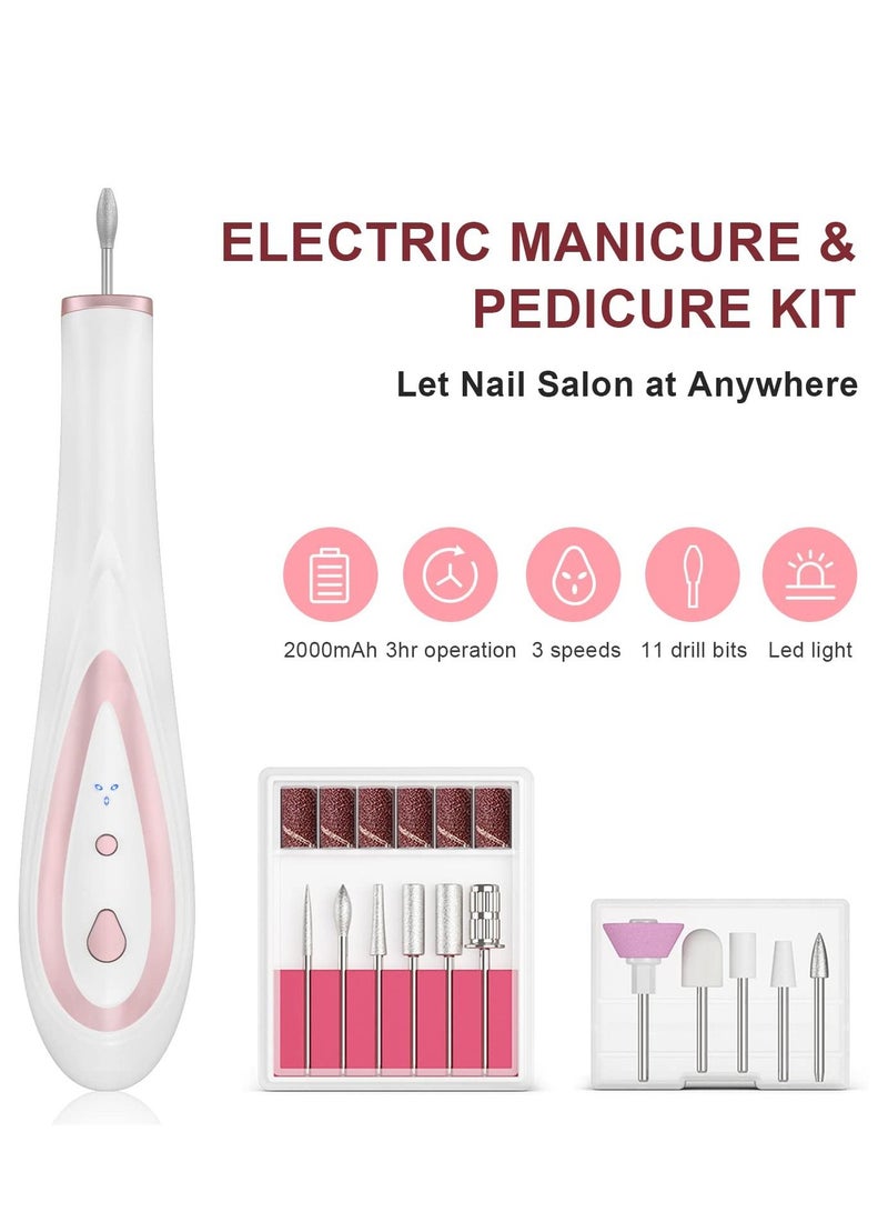 KASTWAVE Cordless Nail Drill, Professional Manicure Pedicure Kit, Electric Nail Filer Set, Rechargeable Portable Nail Care Kit with Bits Sanding Bands for Acrylic Nails, Polish Nails,Gel Nails and Home Salon - Image 2
