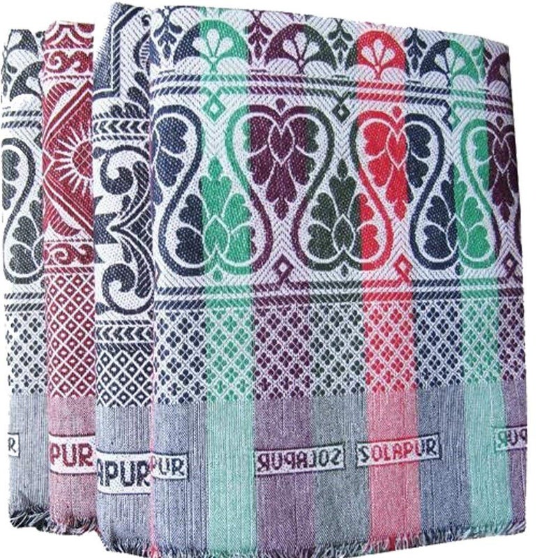 AYUS Cotton Blanket Solapur Chaddar Super Soft Printed 58 X 88 Inches(Multicolor) | TC - 250 (Set of 1, Multicolor) - Image 1