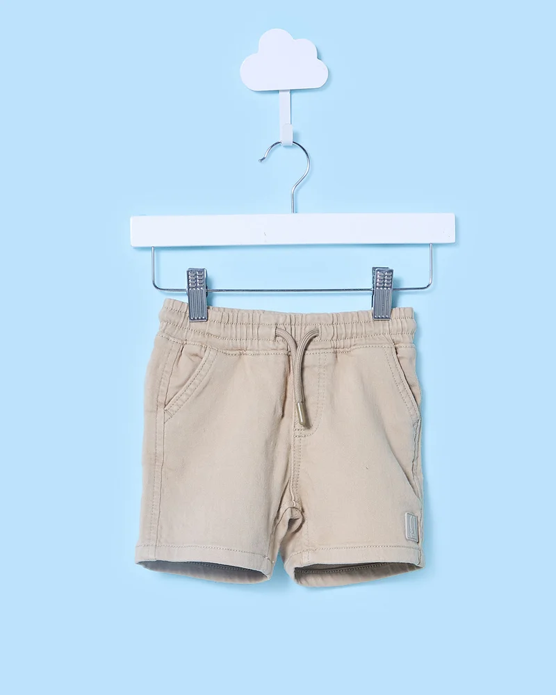 Redtag Infant Boys Beige Pull-On Knit Shorts