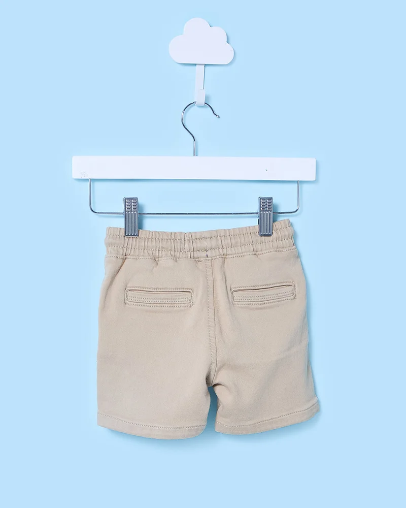 Redtag Infant Boys Beige Pull-On Knit Shorts
